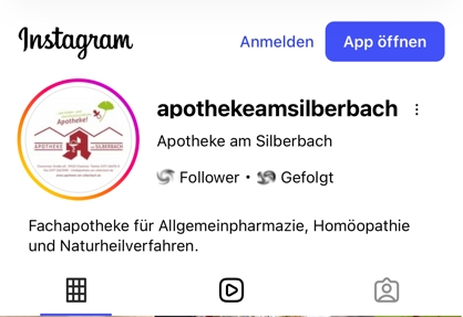 verlinkter Instagram-Header der Apotheke am Silberbach